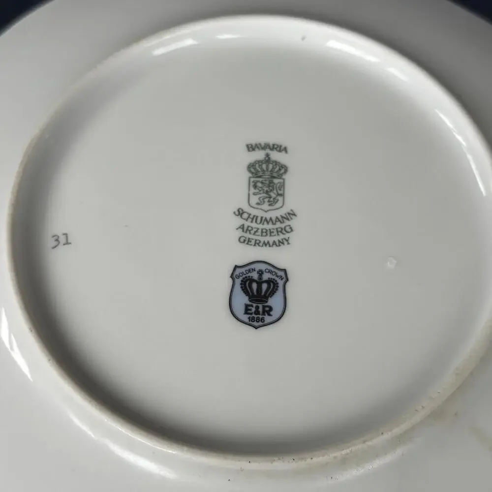 SCHUMANN Arzberg Bavaria Bird Plates‎ Gold Rimmed 8” Vintage Two Pair Birds
